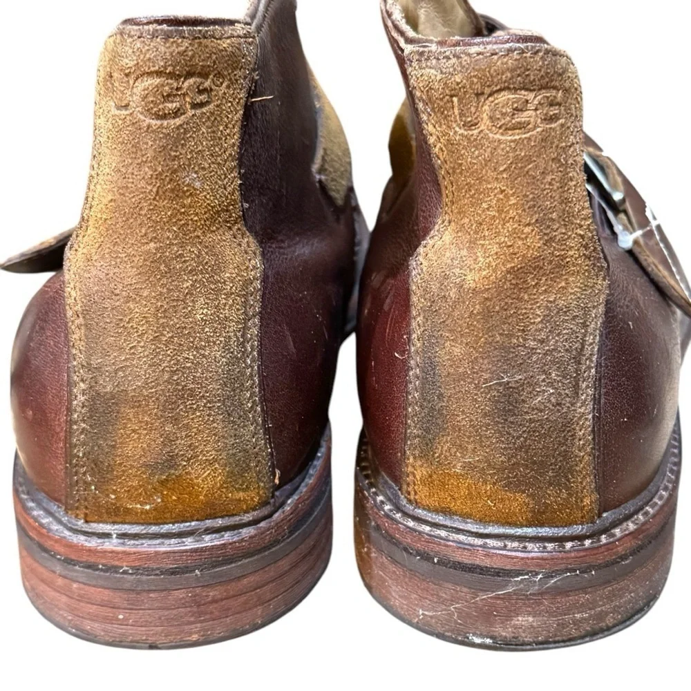 UGG Brown‎ Leather Ankle Boots with Suede Accents